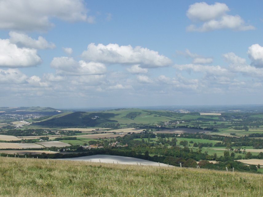 Scene showing the view from Firle Beacon, South Downs, Sussex, England - Landscapes