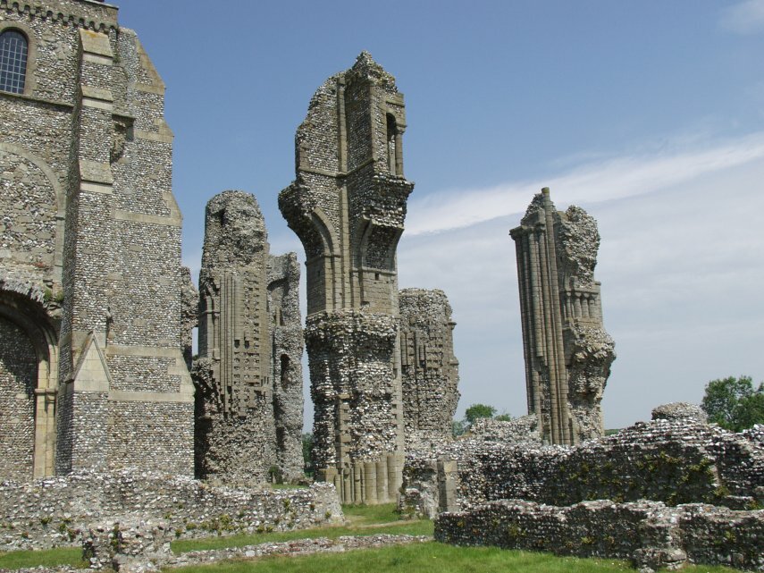 Columns, Binham Priory, Binham, Norfolk, England, Great Britain