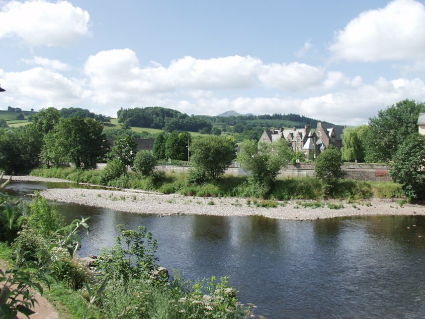 View of the River Usk, Brecon, Brecknockshire, Wales