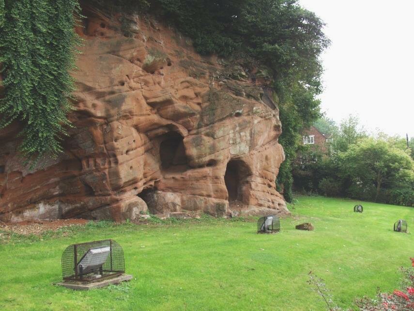 Photograph of Permian Sandstone showing cross bedding, Bridgnorth, Shropshire, England