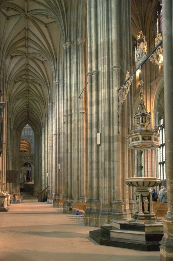 View of the North Aisle, Canterbury Cathedral, Canterbury. Kent, England