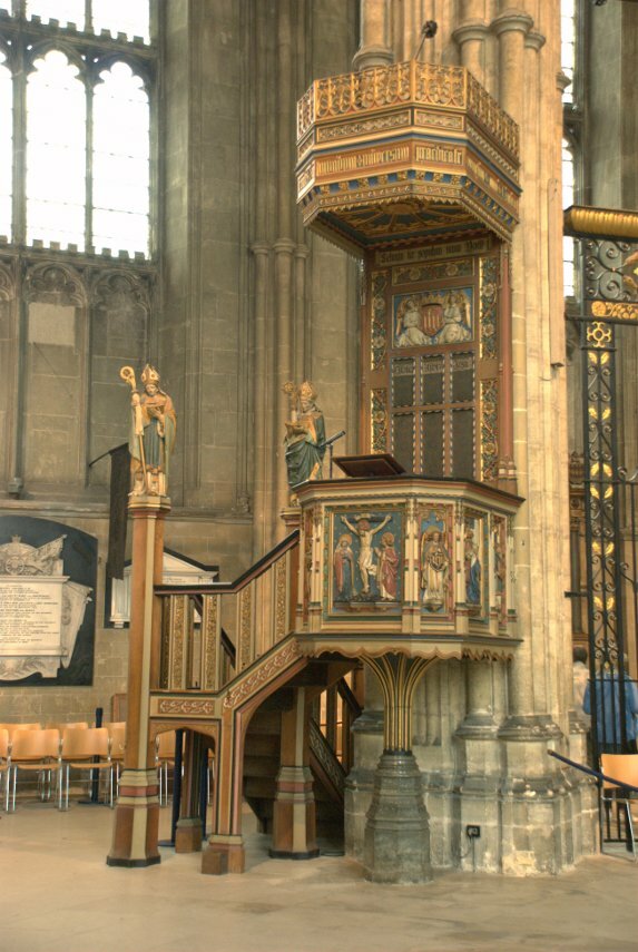View of the Pulpit, Canterbury Cathedral, Canterbury. Kent, England