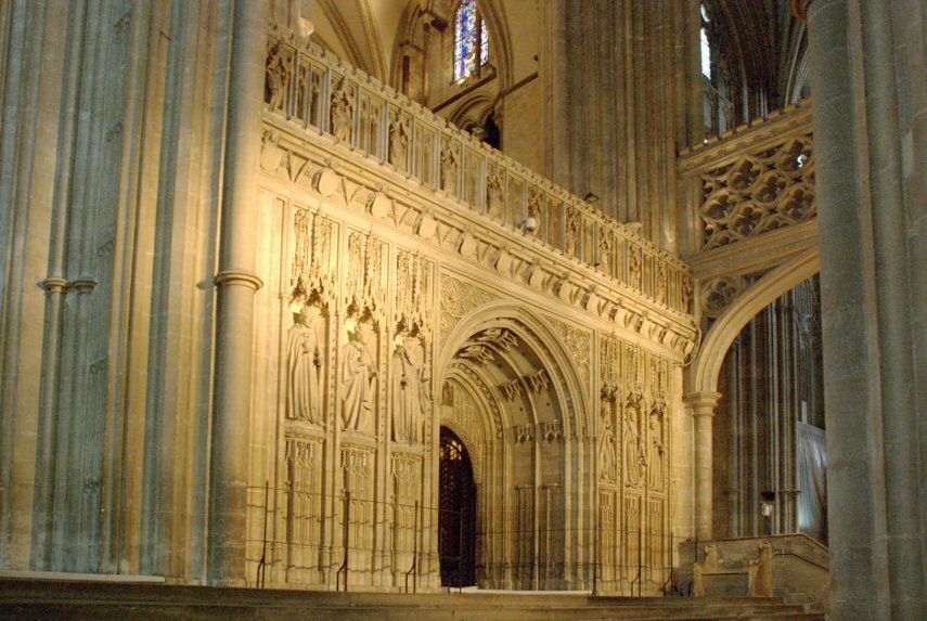 View of the Quire Screen, Canterbury Cathedral, Canterbury. Kent, England