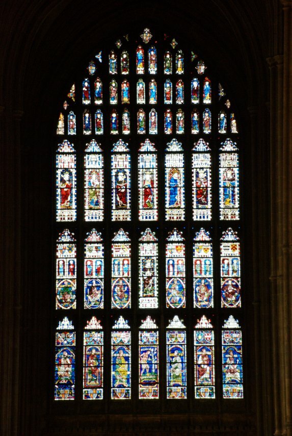 View of the West Window, Canterbury Cathedral, Canterbury. Kent, England