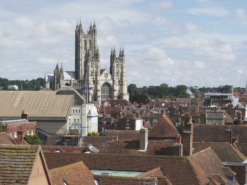 Canterbury Cathedral from Westgate Towers, Canterbury, Kent, England, Great Britain