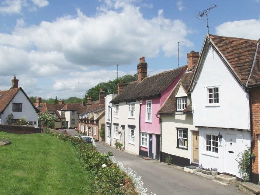 The narrow and rather picturesque Churchponds in Castle Hedingham, Essex, England