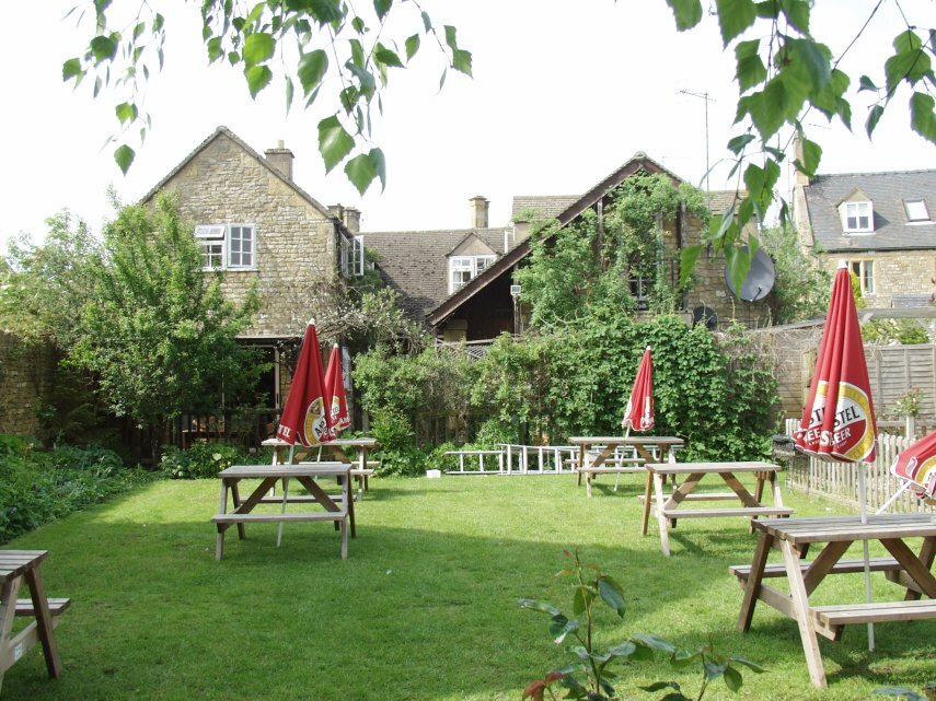View of the Volunteer Inn Garden, Chipping Campden, Gloucestershire, England