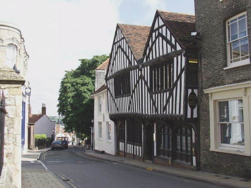 A narrow town road