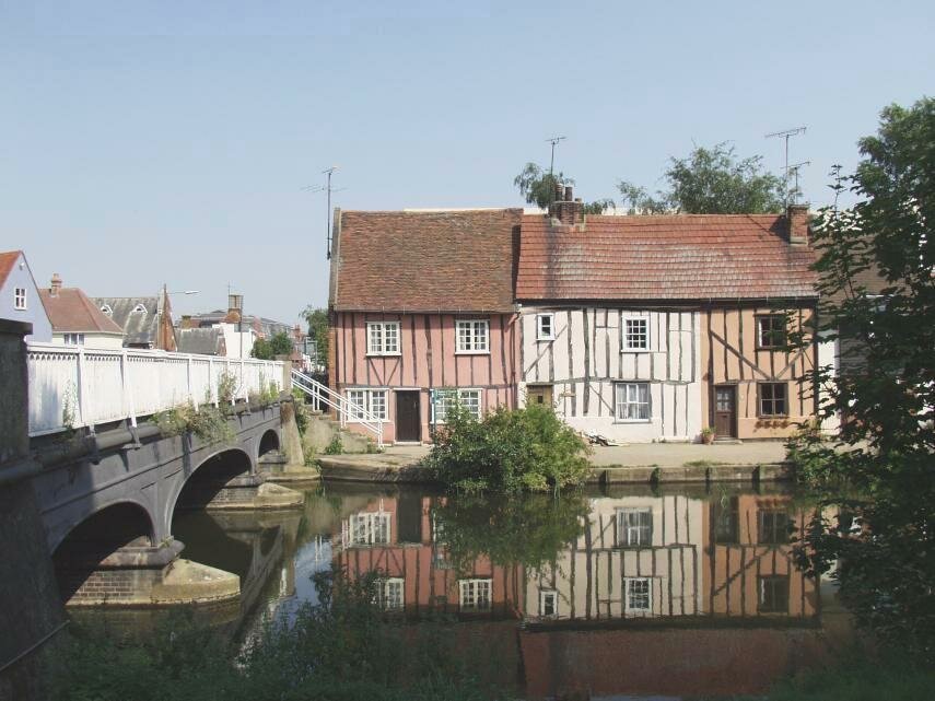 Scene showing the River Colne, Colchester, Essex, England