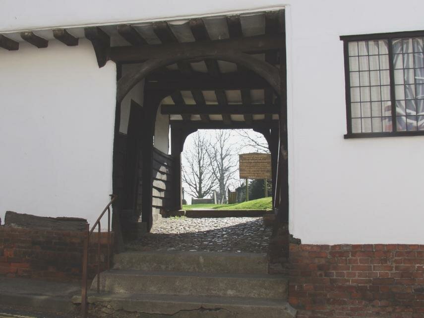 The Entrance to the Guildhall and Churchyard, Finchingfield, Essex, England, Great Britain