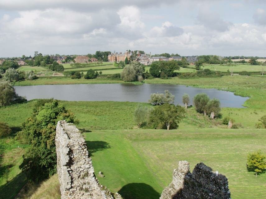 View of Framlingham Mere from Framlingham Castle, Framlingham, Suffolk, England, Great Britain