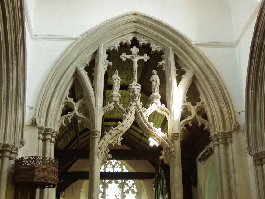 The Medieval Stone Rood Screen, St. Mary's Church, Great Bardfield, Essex, England, Great Britain