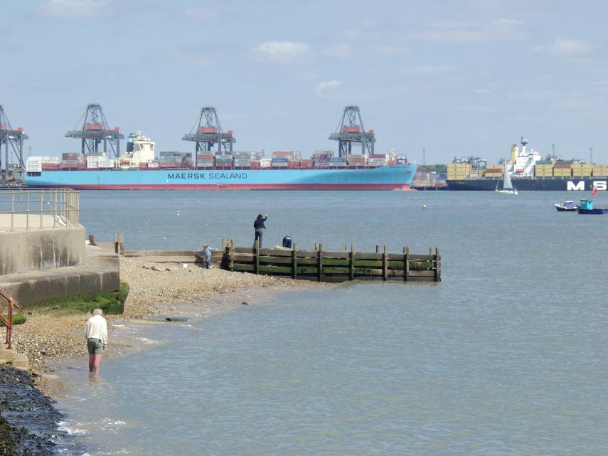 The Port of Felixstowe from Harwich, Harwich, Essex, England, Great Britain