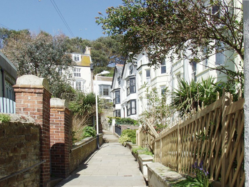 A Twitten, Old Town, Hastings, Sussex, England, Great Britain
