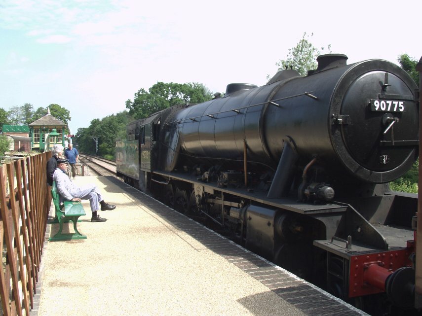Steam locomotive at Weybourne Station on the North Norfolk Railway, Weybourne, Norfolk, England