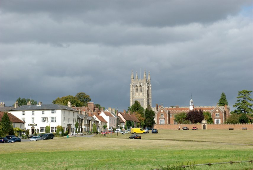 The Village Green and Church, Long Melford, Suffolk, England, Great Britain