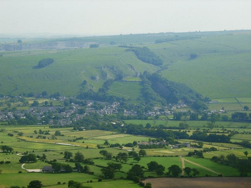 Castleton seen from Lose Hill, Derbyshire, England, Great Britain