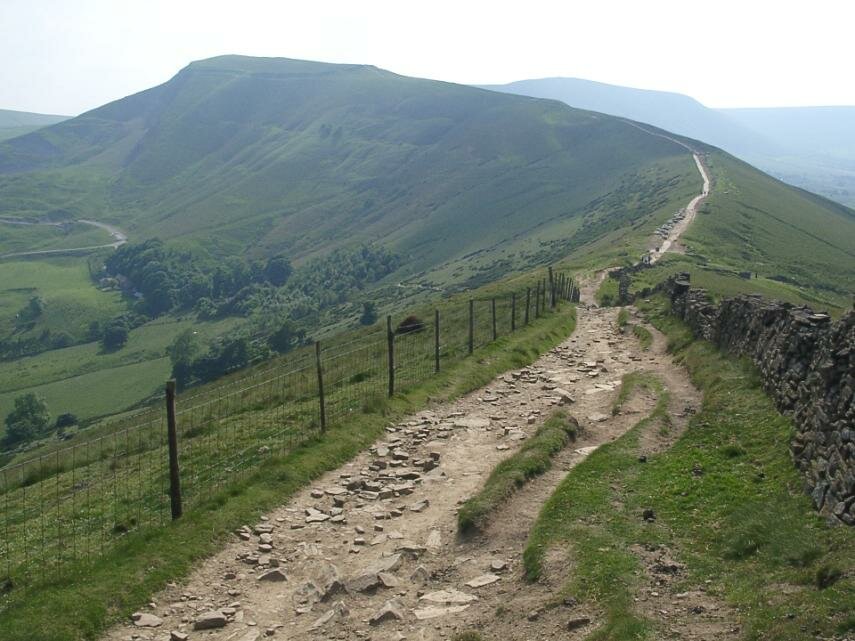 The Mam Tor Ridge Path, Castleton, Derbyshire, England, Great Britain
