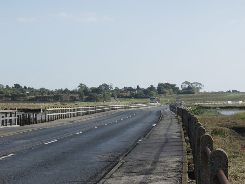 The road (The Strood) to Mersea Island, Essex, England, Great Britain