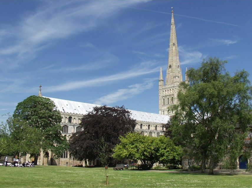 Scene showing Norwich Cathedral, Norwich, Norfolk, England
