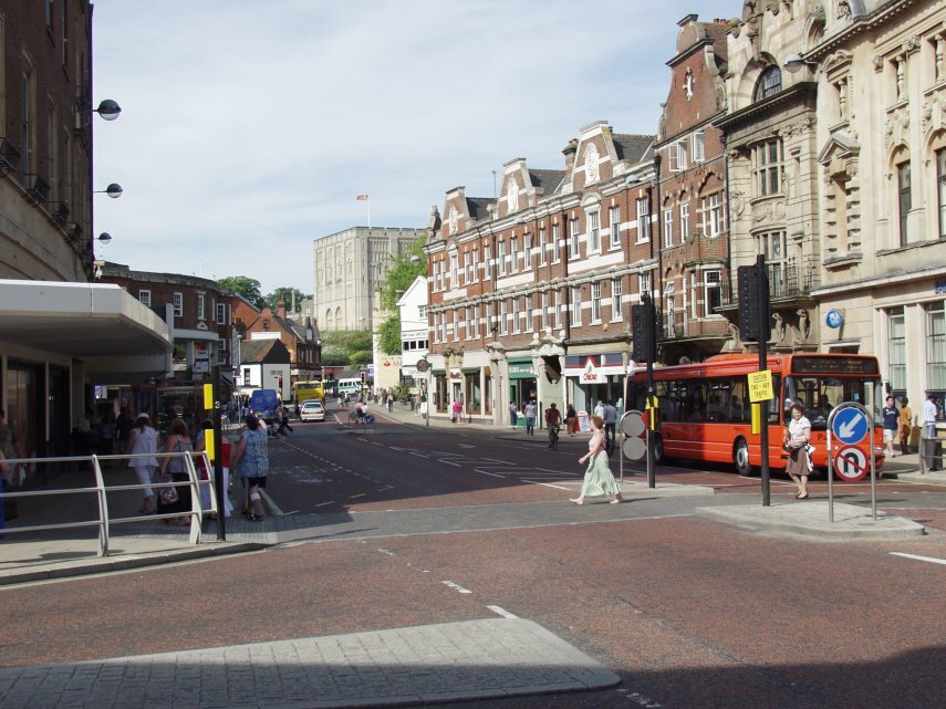 A view of Red Lion Street, Norwich, Norfolk, England