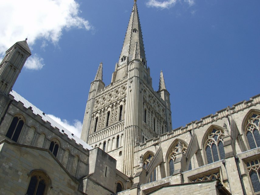 The Tower and Spire, Norwich Cathedral, Norwich, Norfolk, England, Great Britain