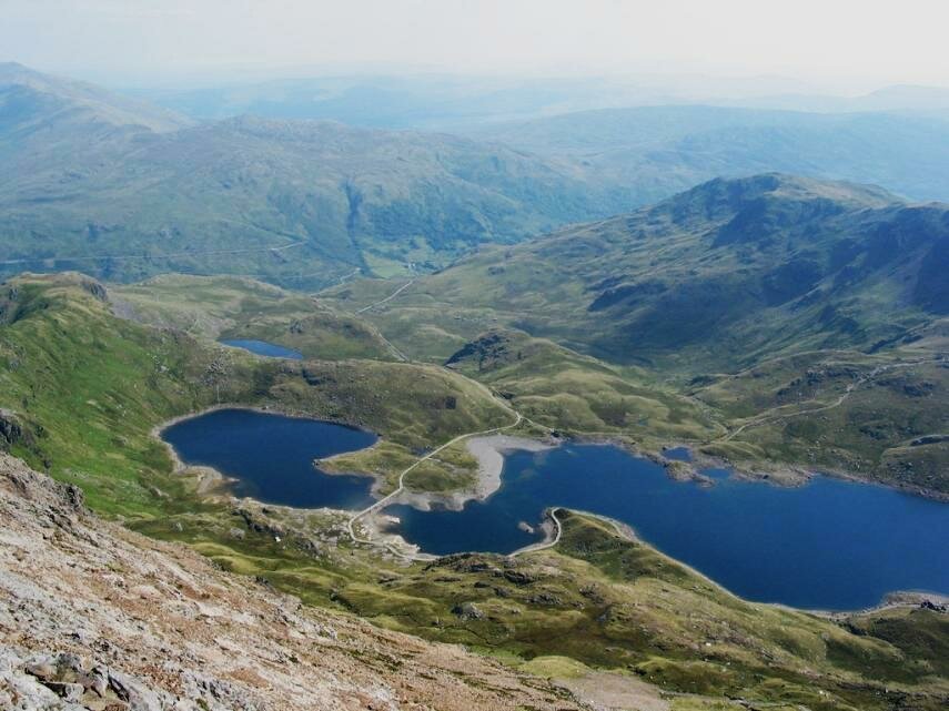 View of Lyn Llydaw, Snowdonia, Caernarfonshire, Wales, Great Britain - Welsh countryside