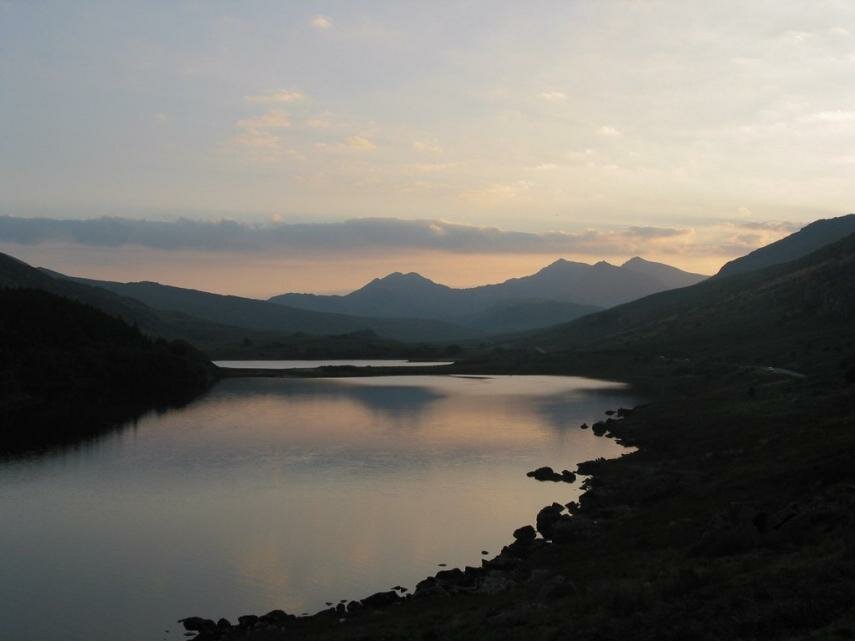 View of Lynnau Mymbyr, Snowdonia, Caernarfonshire, Wales, Great Britain - Welsh countryside