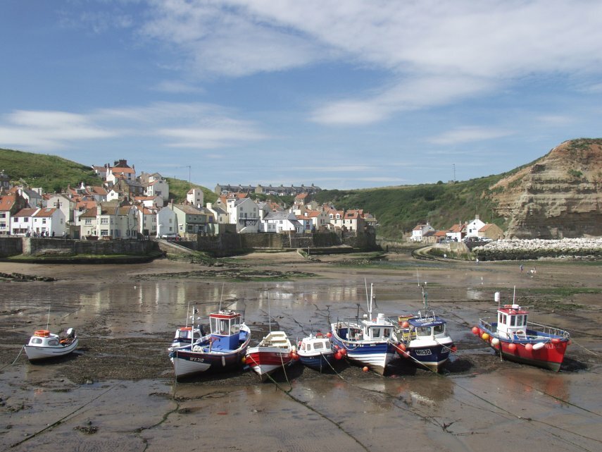View of Staithes Harbour, Staithes, Yorkshire, England