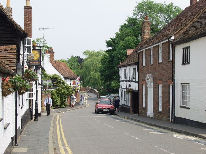 The Lower End of St. Michael's Syteet, St. Albans, Hertfordshire, England, Great Britain