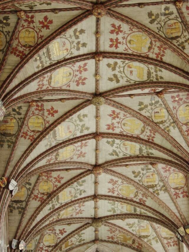 The Quire Vaulted Ceiling, St. Albans Cathedral, St. Albans, Hertfordshire, England, Great Britain