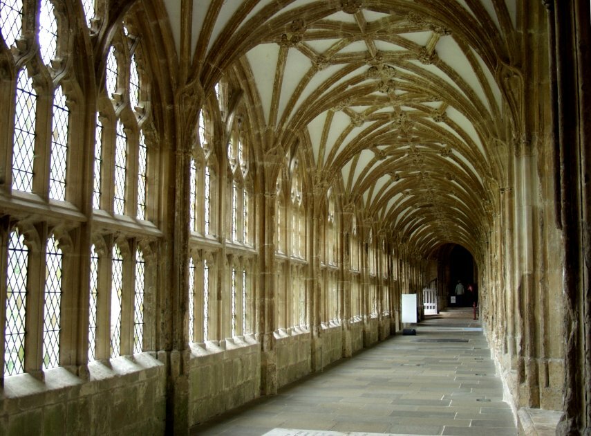 The Cloisters, Wells Cathedral, Wells, Somerset, England, Great Britain