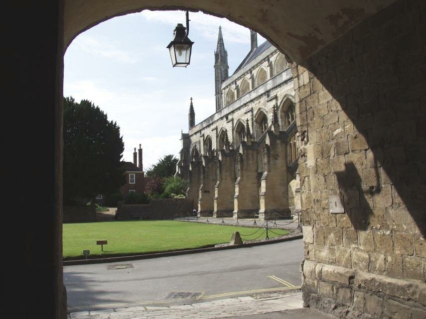 Photgraph of the flying buttresses, Winchester Cathedral, Winchester, Hampshire