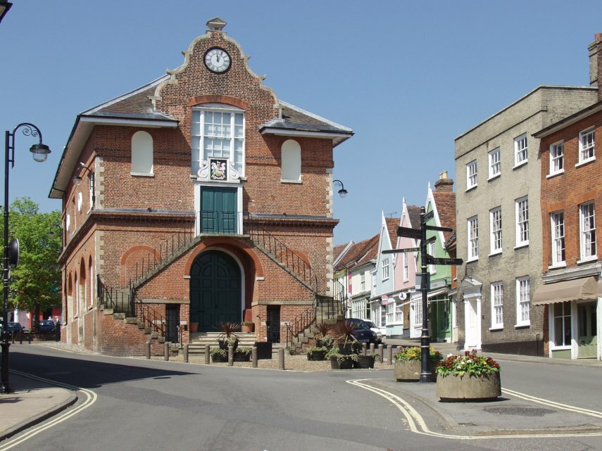 Shire Hall and Market Hill, Woodbridge, Suffolk, England, Great Britain