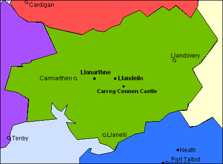 County of Carmarthenshire, with scenes, views, pictures, photographs, landscapes, locations and places of interest.