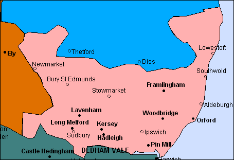 County of Suffolk with scenes, views, pictures, photographs, landscapes, locations and places of interest.