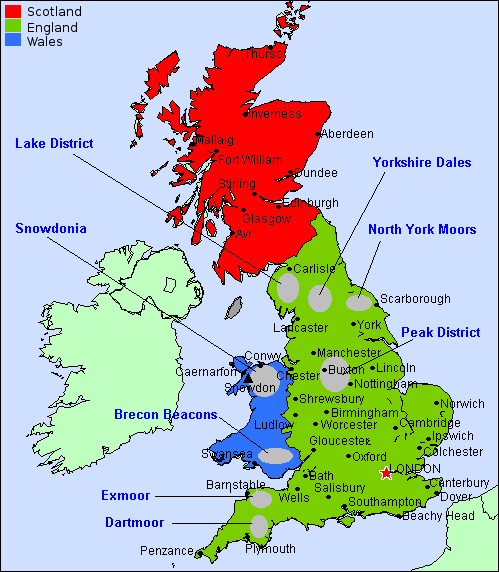 Outline map showing UK Towns
